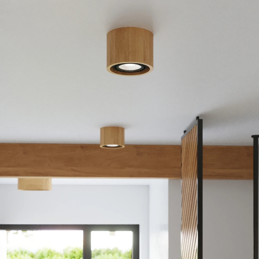Foco de techo LED Sollux Lighting BASIC 2, madera natural, IP20, 220-240V, máx 50W, CE RoHS
