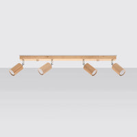 Foco de techo Sollux Lighting BERG 4 LED, madera natural, IP20, 220-240V, CRI 80, CE RoHS, 4x50W máx