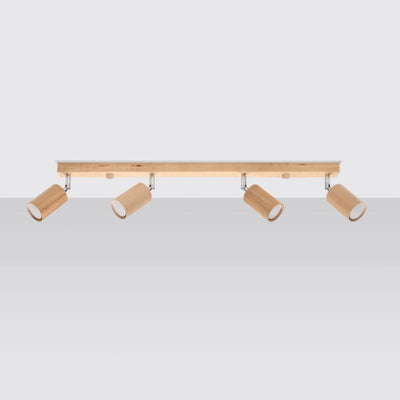 Foco de techo Sollux Lighting BERG 4 LED, madera natural, IP20, 220-240V, CRI 80, CE RoHS, 4x50W máx