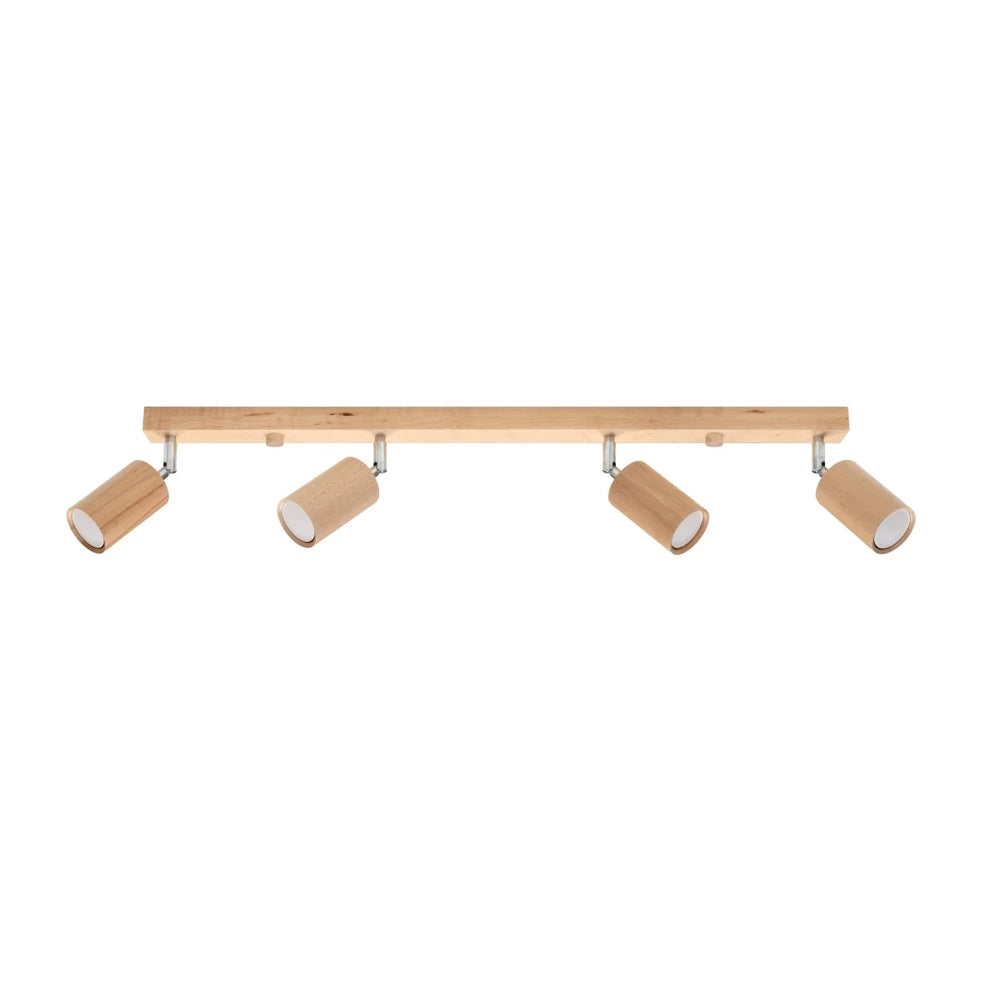 Foco de techo Sollux Lighting BERG 4 LED, madera natural, IP20, 220-240V, CRI 80, CE RoHS, 4x50W máx