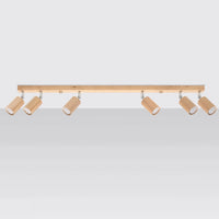 Foco de techo LED Sollux Lighting BERG 6, madera natural, IP20, 220-240V, máx 50W, CE RoHS