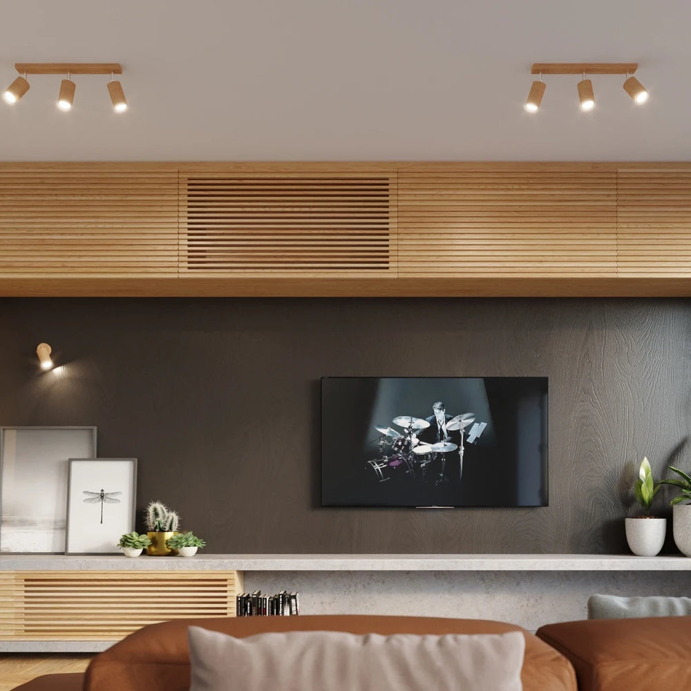 Foco de techo LED Sollux Lighting BERG 6, madera natural, IP20, 220-240V, máx 50W, CE RoHS