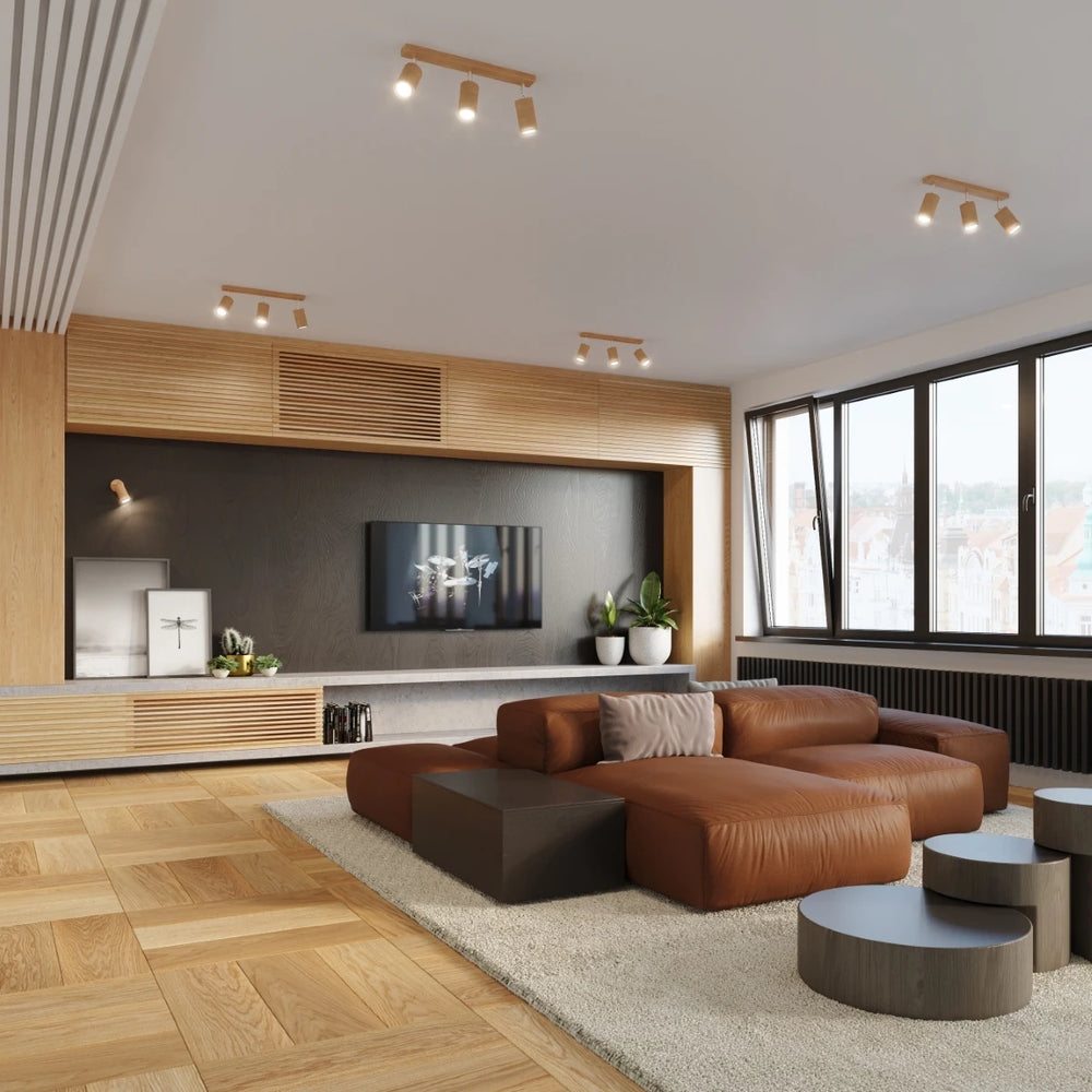 Aplique de pared Sollux Lighting BERG madera natural, compatible con LED, IP20, 220-240V, acabado en aluminio oro mate