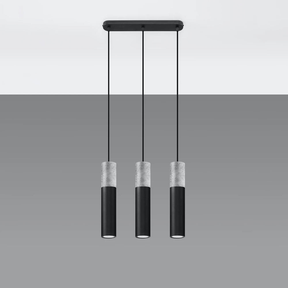 Lámpara colgante LED Sollux Lighting BORGIO 3L, Hormigón Negro Gris, 3 x GU10, IP20, 230V, CE
