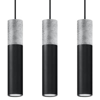 Lámpara colgante LED Sollux Lighting BORGIO 3L, Hormigón Negro Gris, 3 x GU10, IP20, 230V, CE