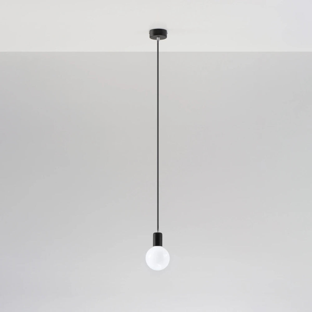 Sollux Lighting Edison hanging lamp Black, LED compatible, aluminium matte gold brass finish, 220-240V, IP20, CE RoHS