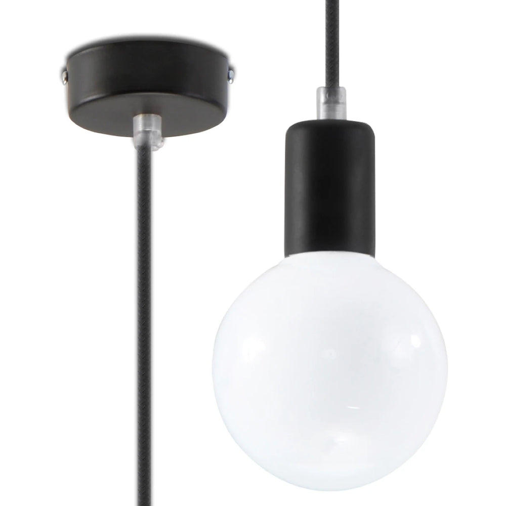 Sollux Lighting Edison hanging lamp Black, LED compatible, aluminium matte gold brass finish, 220-240V, IP20, CE RoHS