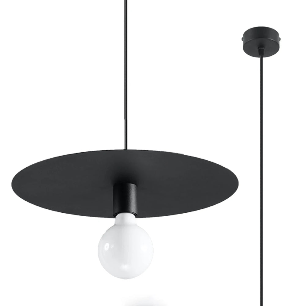Lámpara colgante Sollux Lighting FLAVIO, Negra, aluminio, IP20, 220-240V, máx 50W LED, certificada CE RoHS