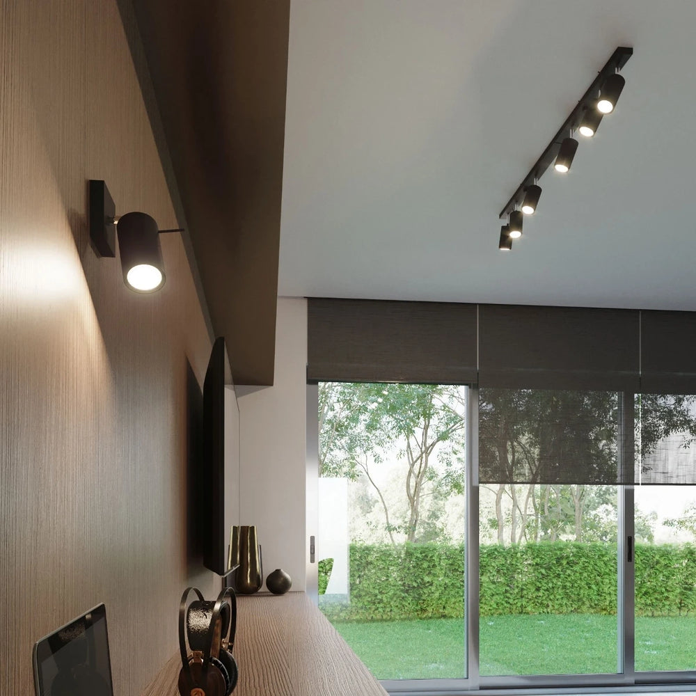 Foco de techo LED Sollux Lighting Black RING, 4 x casquillos GU10, IP20, aluminio, CE RoHS