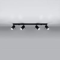 Foco de techo LED Sollux Lighting Black RING, 4 x casquillos GU10, IP20, aluminio, CE RoHS