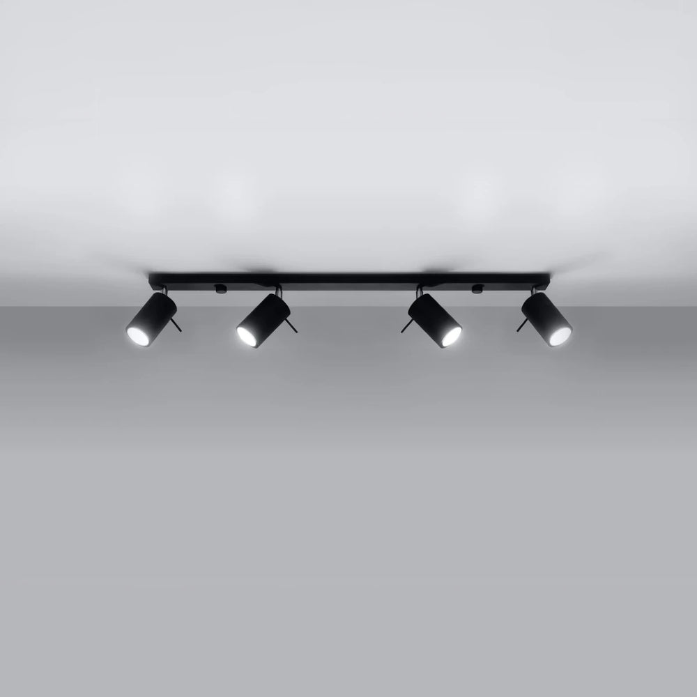 Foco de techo LED Sollux Lighting Black RING, 4 x casquillos GU10, IP20, aluminio, CE RoHS