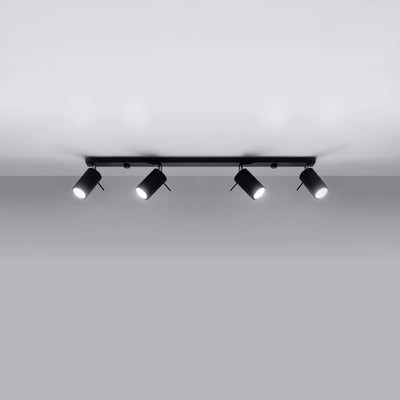 Foco de techo LED Sollux Lighting Black RING, 4 x casquillos GU10, IP20, aluminio, CE RoHS
