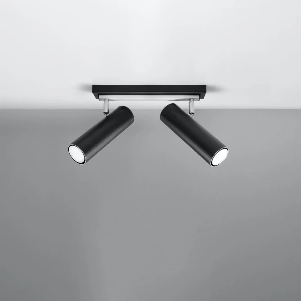 Foco empotrado LED de techo Sollux Lighting Negro Plata, 2 x GU10, IP20, Aluminio, 220-240V, CE RoHS