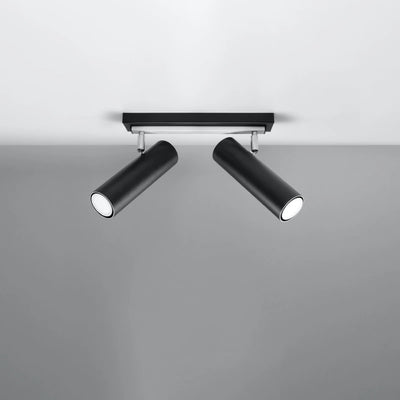Foco empotrado LED de techo Sollux Lighting Negro Plata, 2 x GU10, IP20, Aluminio, 220-240V, CE RoHS