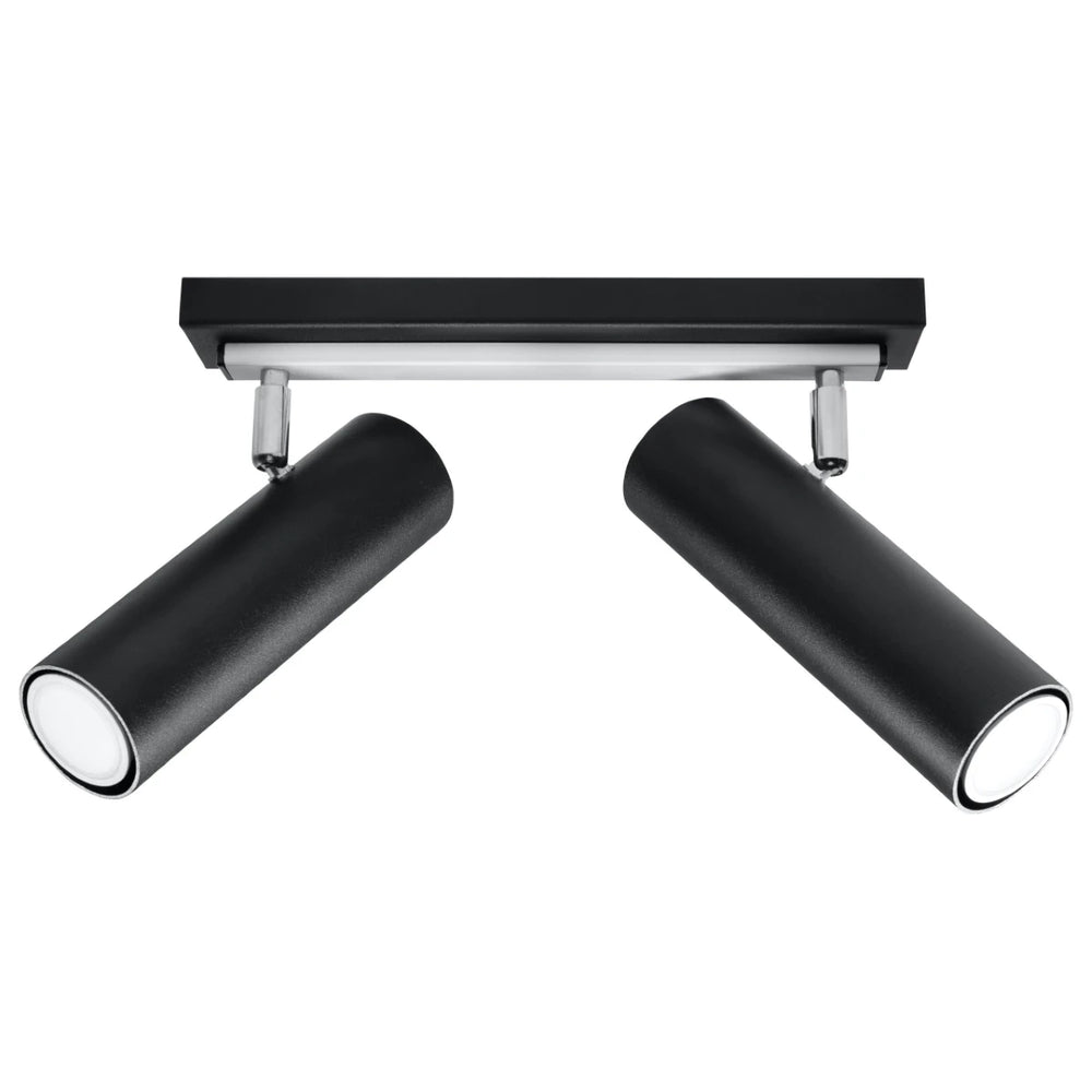 Foco empotrado LED de techo Sollux Lighting Negro Plata, 2 x GU10, IP20, Aluminio, 220-240V, CE RoHS