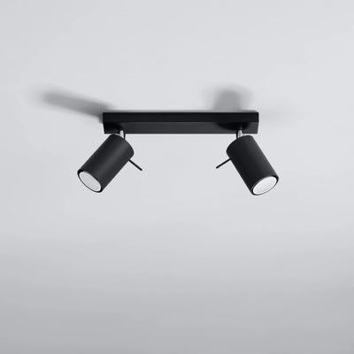 Foco de techo LED Sollux Lighting RING Negro, 2x GU10, IP20, Aluminio, CE RoHS, 220-240V