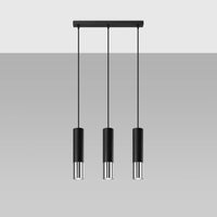Lámpara colgante LED Sollux Lighting Cromo Negro LOOPEZ, 3x casquillos GU10, IP20, aluminio, 220-240V