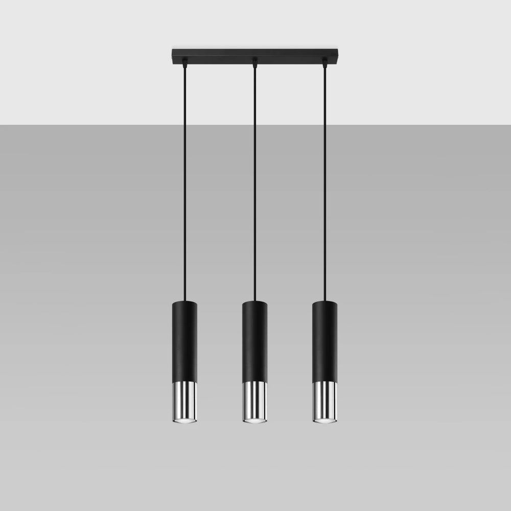 Lámpara colgante LED Sollux Lighting Cromo Negro LOOPEZ, 3x casquillos GU10, IP20, aluminio, 220-240V