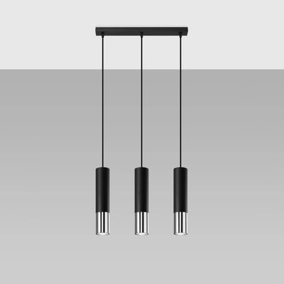 Lámpara colgante LED Sollux Lighting Cromo Negro LOOPEZ, 3x casquillos GU10, IP20, aluminio, 220-240V