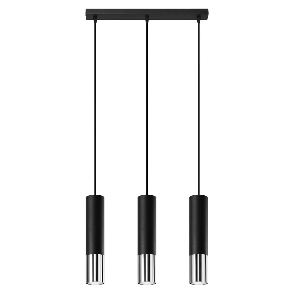 Lámpara colgante LED Sollux Lighting Cromo Negro LOOPEZ, 3x casquillos GU10, IP20, aluminio, 220-240V