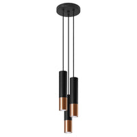 Lámpara colgante LED Sollux Lighting Negro Cobre LOOPEZ, 3xGU10, E27, 220-240V, IP20, Aluminio, CE RoHS