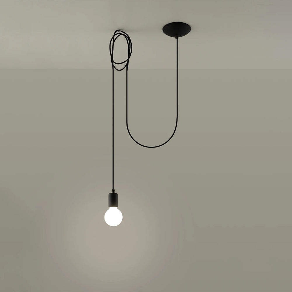 Sollux Lighting lámpara colgante LED Edison 1 Negra, 220-240V, IP20, 50W máx, Aluminio y Acero, CE RoHS