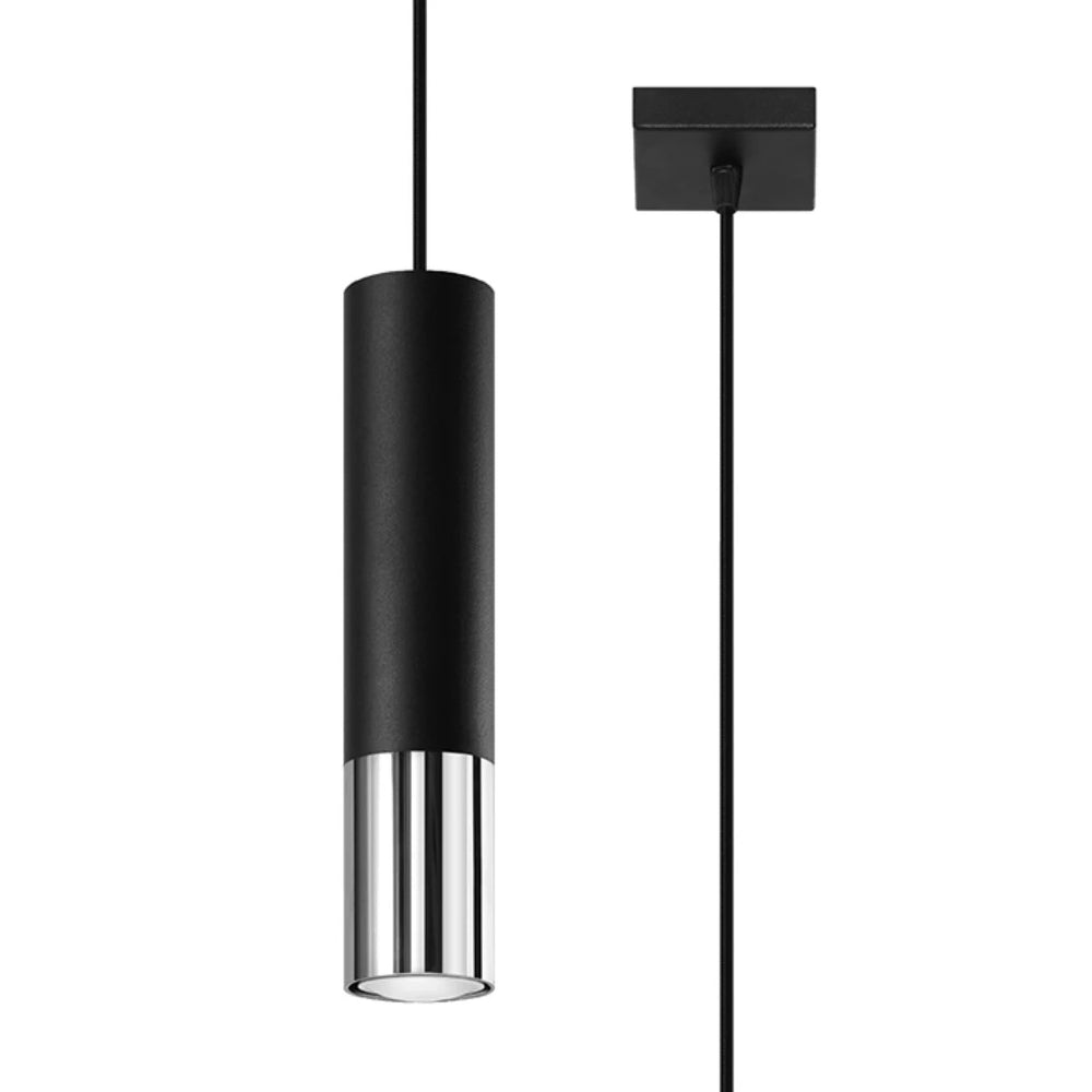 Lámpara colgante LED Sollux Lighting Loopez Cromo Negro, 1x GU10, IP20, 220-240V, Aluminio