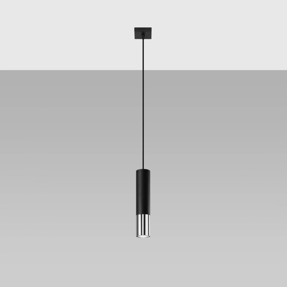 Lámpara colgante LED Sollux Lighting Loopez Cromo Negro, 1x GU10, IP20, 220-240V, Aluminio