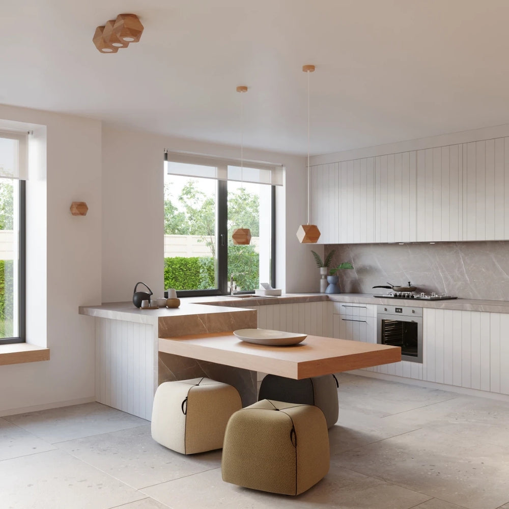 Sollux Lighting foco LED de techo Woody 3 en madera natural y oro mate, IP20, 220-240V, CE RoHS