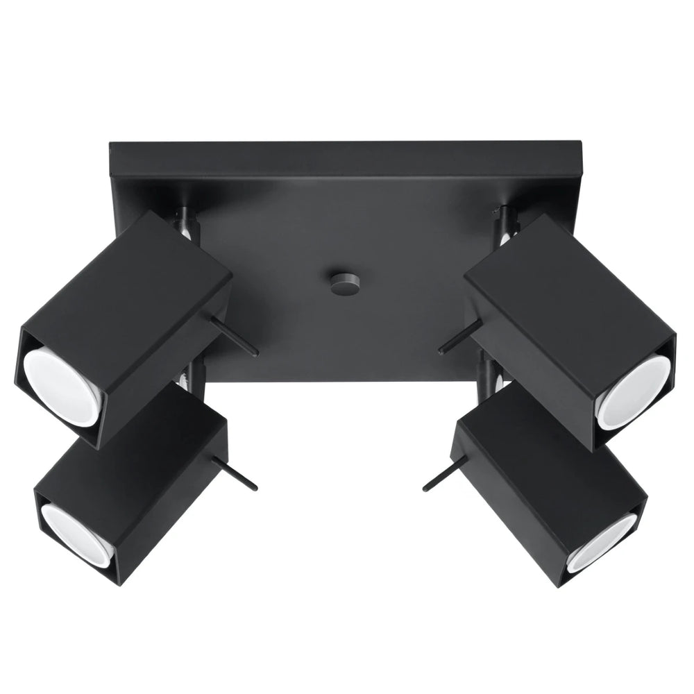 Sollux Lighting MERIDA LED ceiling spotlight Black, 4xGU10, IP20, aluminium, CE RoHS, 220-240V