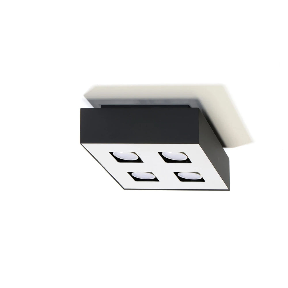 Sollux Lighting MONO 4 foco de techo Negro, compatible con LED, IP20, Aluminio, 220-240V, 4x35W máx