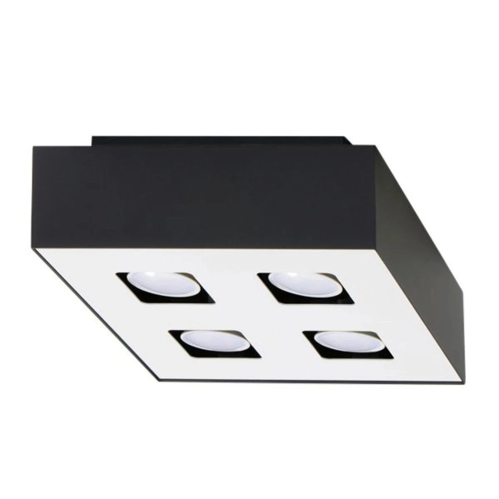 Sollux Lighting MONO 4 foco de techo Negro, compatible con LED, IP20, Aluminio, 220-240V, 4x35W máx
