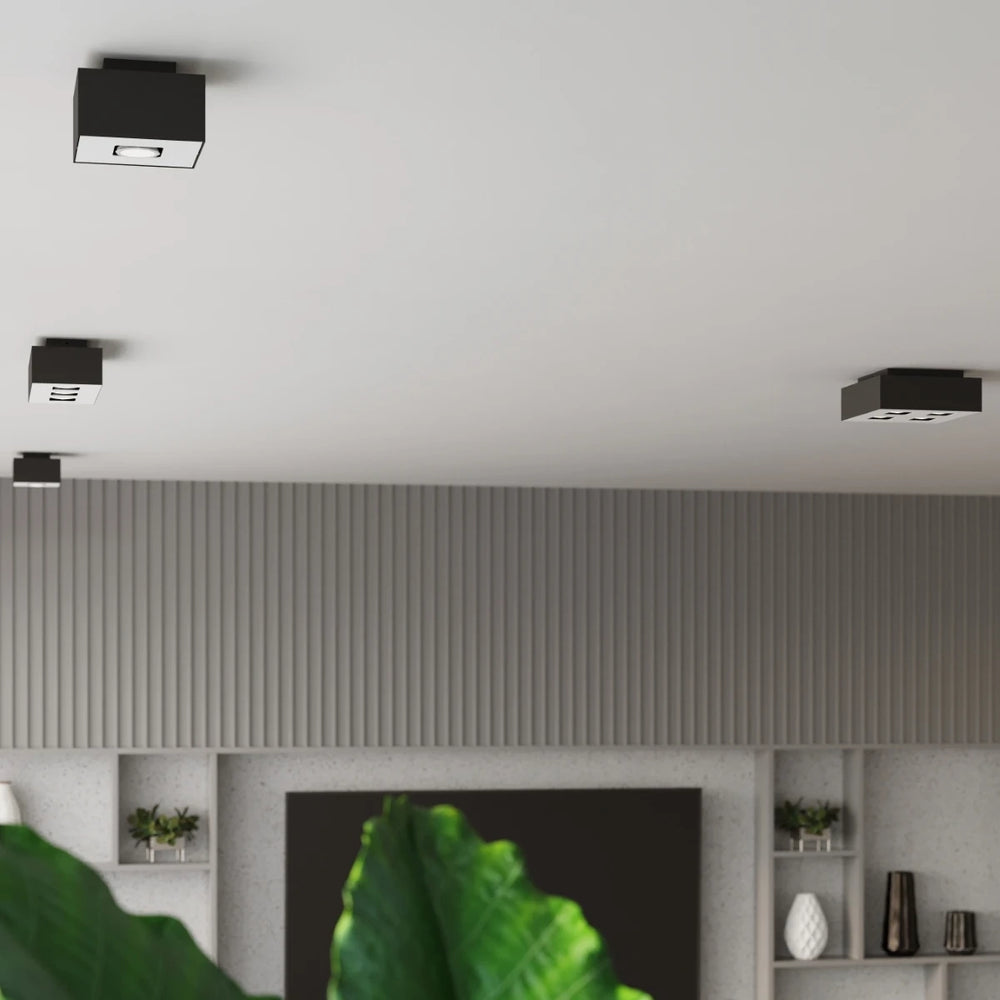 Sollux Lighting MONO 4 foco de techo Negro, compatible con LED, IP20, Aluminio, 220-240V, 4x35W máx