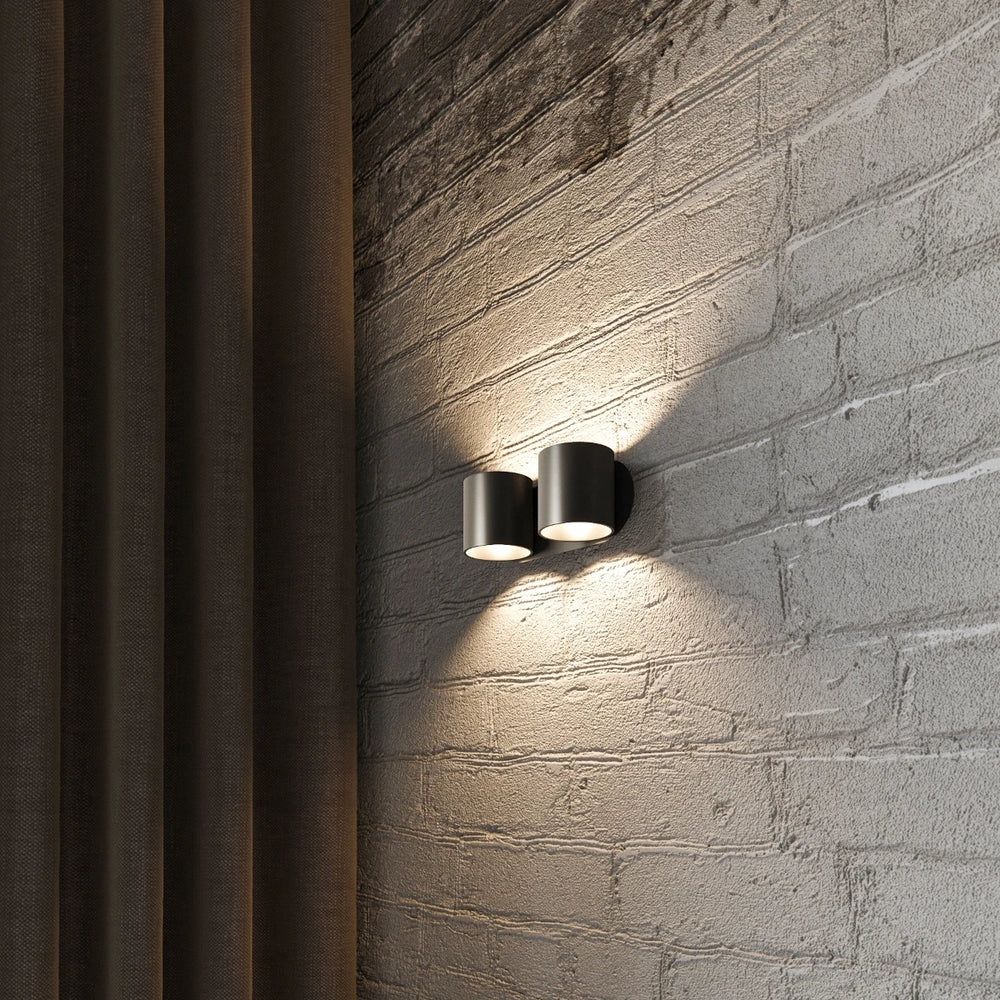 Aplique de pared Sollux Lighting ORBIS 2 Negro, compatible con LED, IP20, Aluminio, 220-240V, máx 50W, CE RoHS