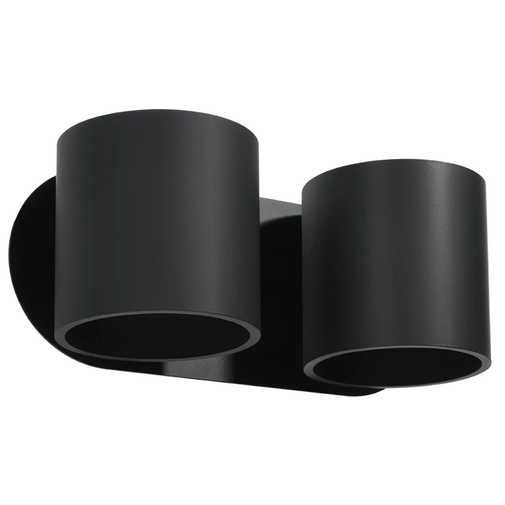 Aplique de pared Sollux Lighting ORBIS 2 Negro, compatible con LED, IP20, Aluminio, 220-240V, máx 50W, CE RoHS