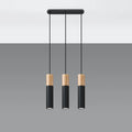 Sollux Lighting Pablo 3 Lámpara Colgante, 3xGU10, 230V, IP20, Negro y Madera Natural