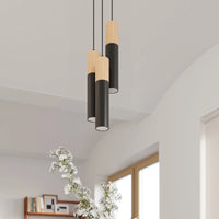 Sollux Lighting Pablo 3 Lámpara Colgante, 3xGU10, 230V, IP20, Negro y Madera Natural