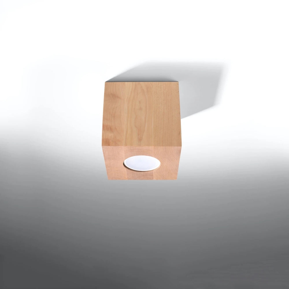 Sollux Lighting QUAD foco de techo en madera natural, casquillo GU10, IP20, 230V, 100x100mm