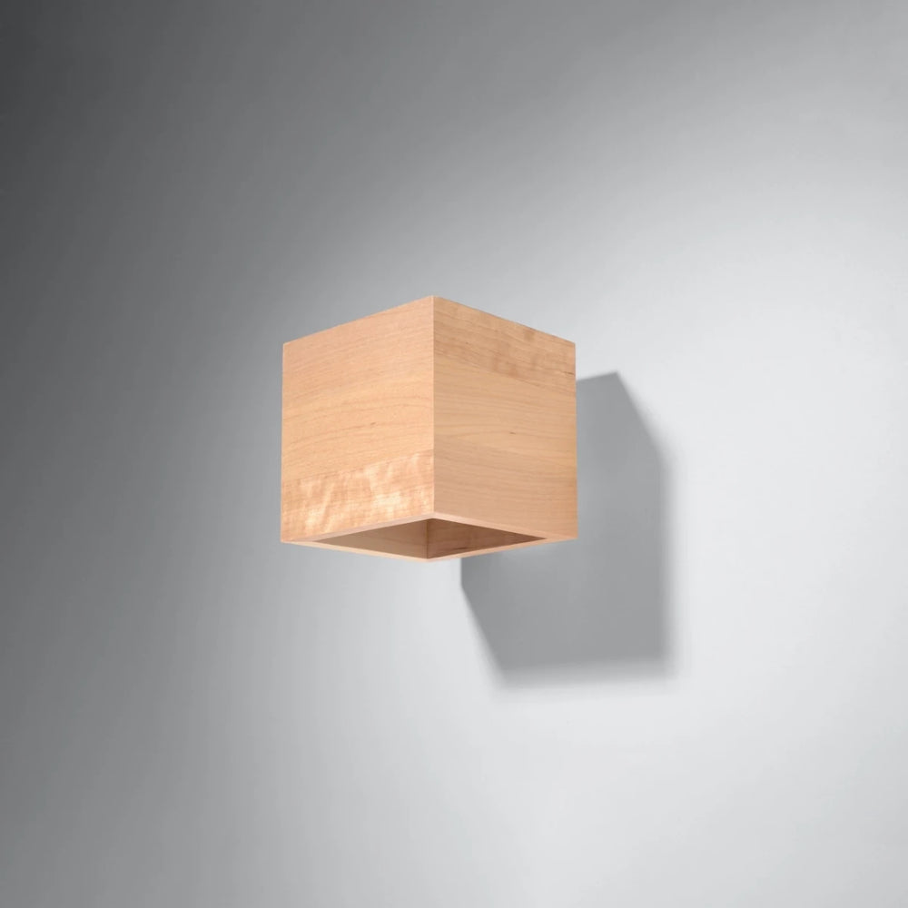 Aplique de pared Sollux Lighting QUAD madera natural, compatible con LED, IP20, 220-240V, CE RoHS, acabado Oro Mate