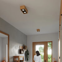 Sollux Lighting QUATRO 2 Foco de techo LED madera natural, IP20, 220-240V, CRI 80, aluminio dorado mate