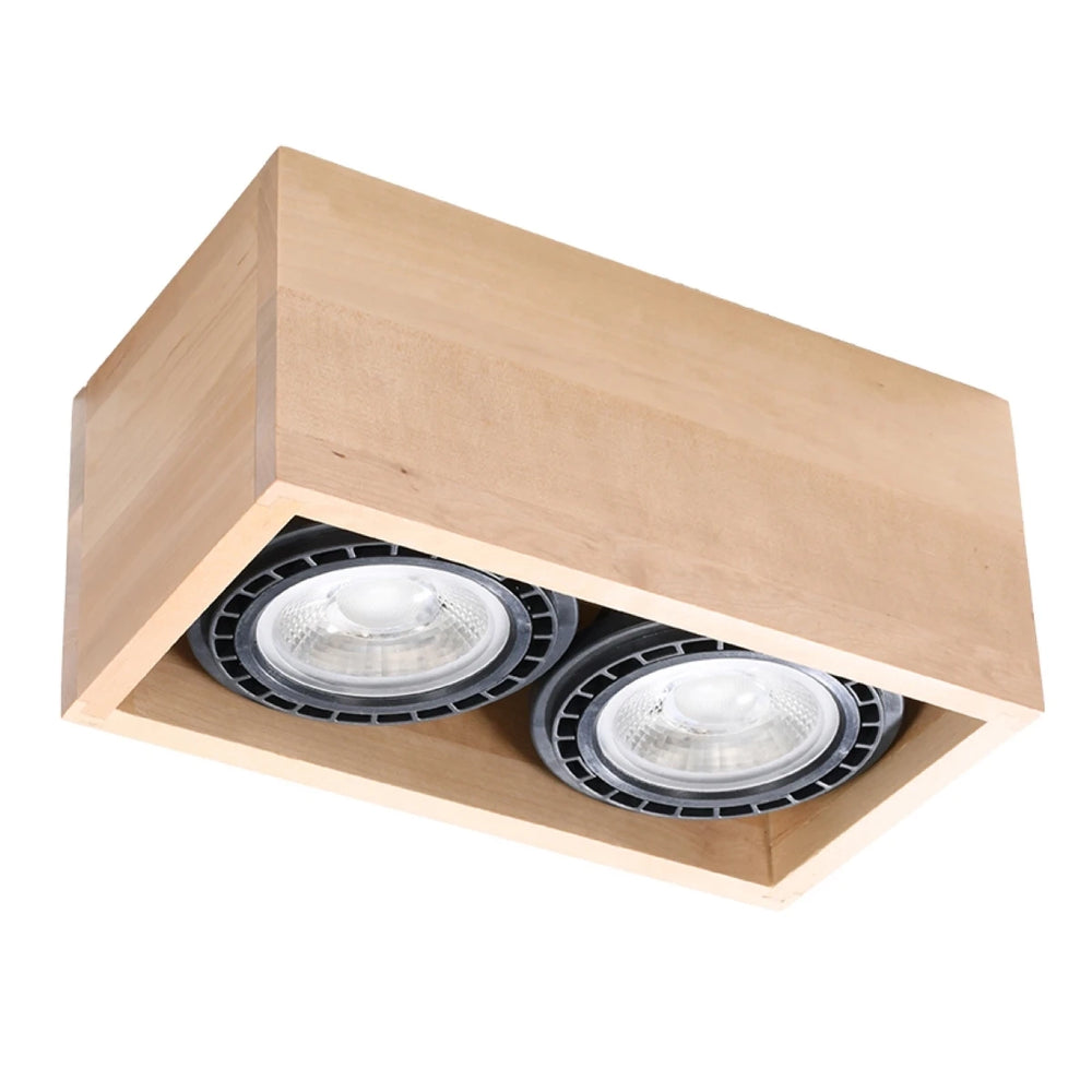 Sollux Lighting QUATRO 2 Foco de techo LED madera natural, IP20, 220-240V, CRI 80, aluminio dorado mate