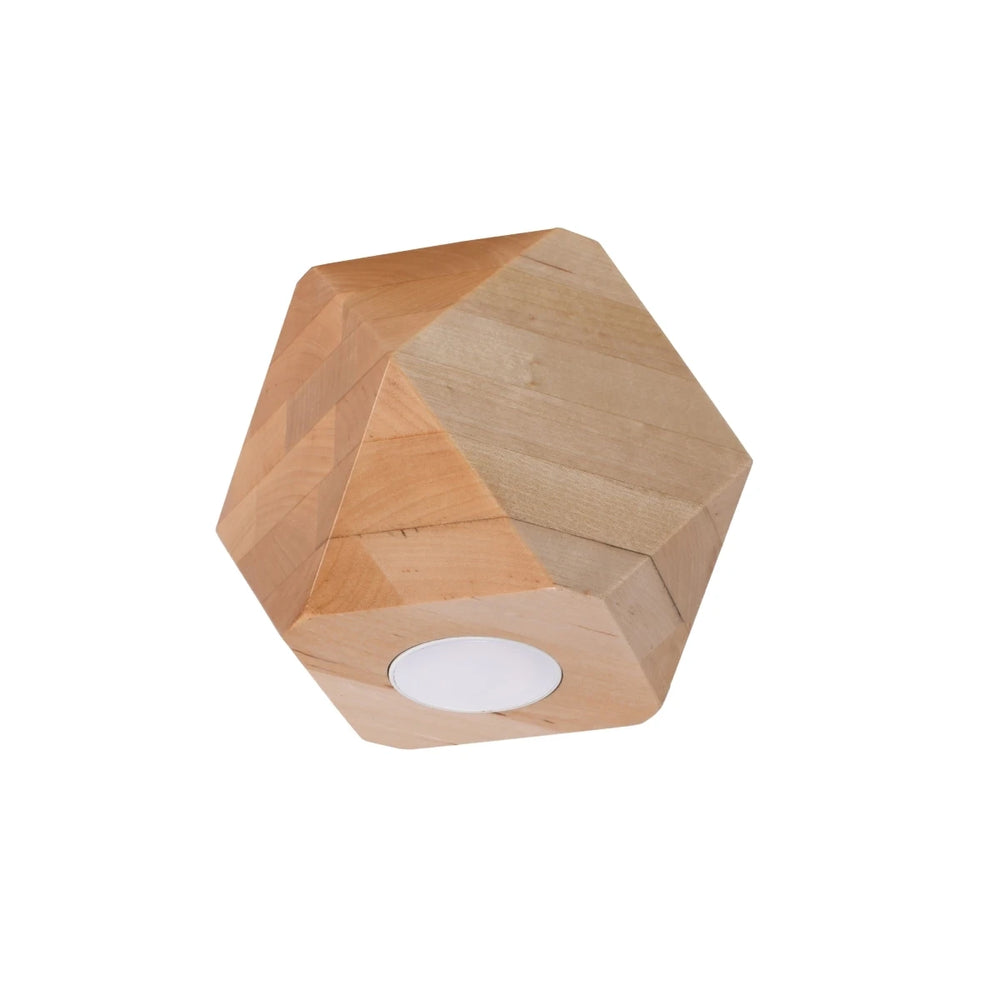 Sollux Lighting Woody 1 foco de techo LED, madera natural, IP20, 220-240V, CE RoHS, máx 50W, sin parpadeo