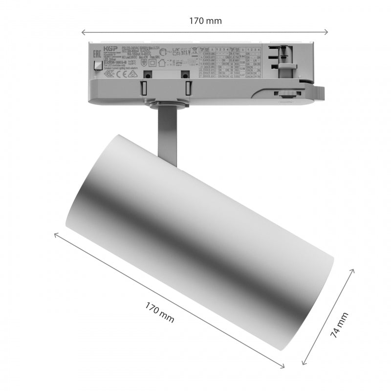 Spectrum ANDROMEDA Foco de Carril LED Trifásico 15-27W 4000K 3200 lúmenes 36° 60° Blanco IP20 CRI>90
