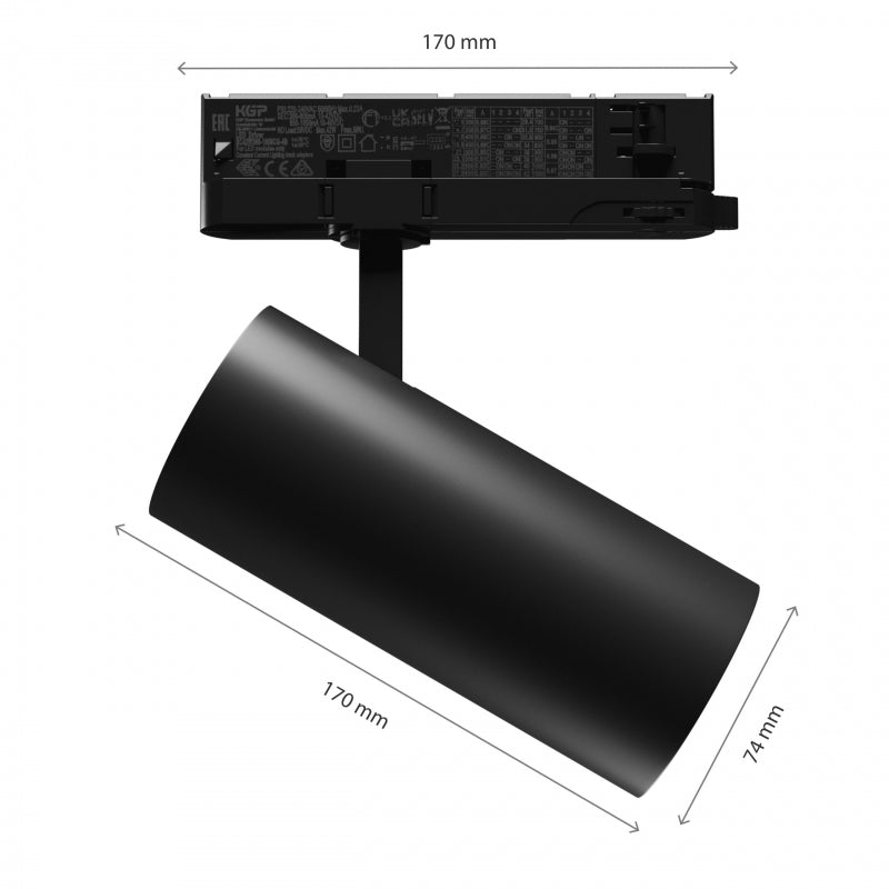 Spectrum ANDROMEDA Foco de Carril LED 15-27W 3000K 3000 lúmenes CRI>90 36° 60° Negro IP20 3-Fases 230V