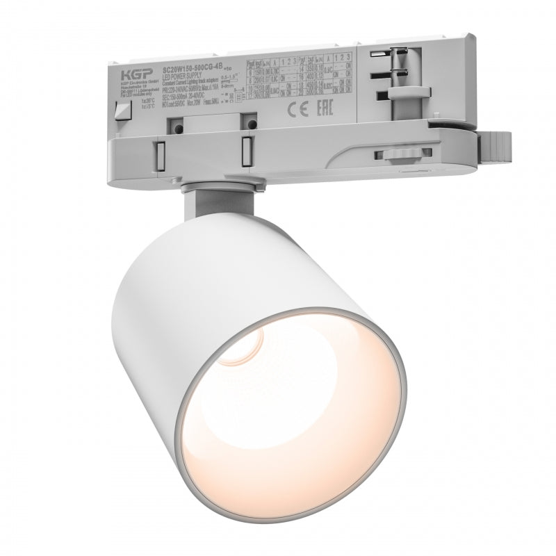 Spectrum ARTEMIDA MINI Foco de Carril LED Trifásico 6.5-20W 3000K 230V 2300 lúmenes CRI>90 36/60° Blanco IP20