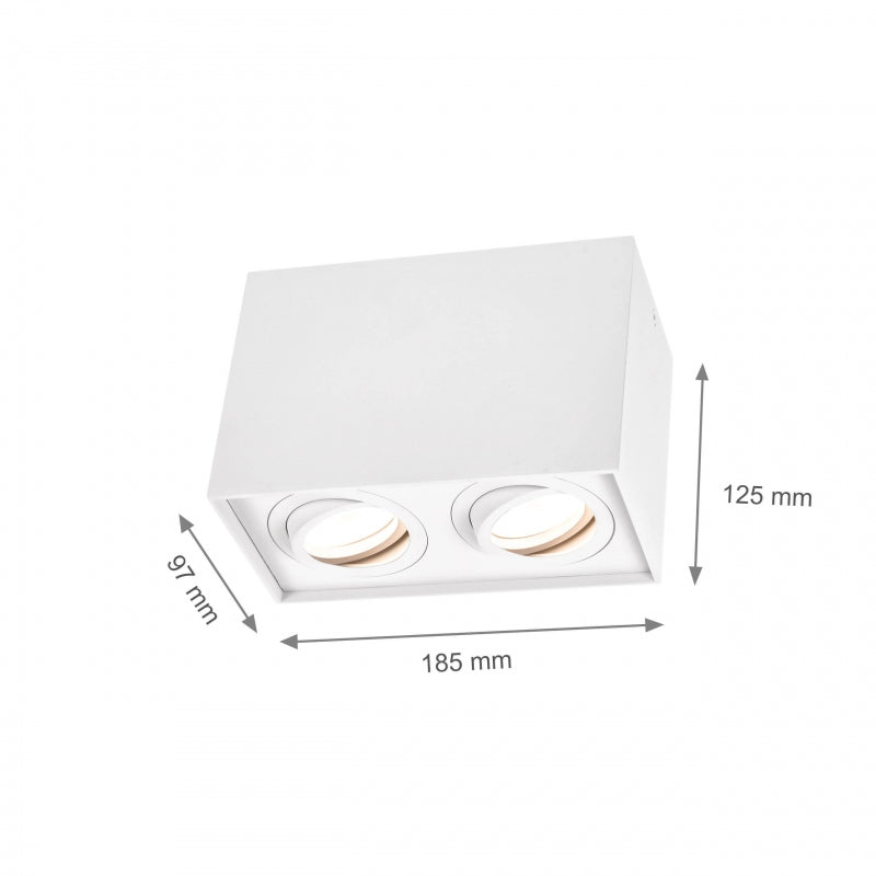 Spectrum CHLOE DUO Rectángulo Blanco Foco de Techo Ajustable 2xGU10 Montaje en Superficie IP20 Interior