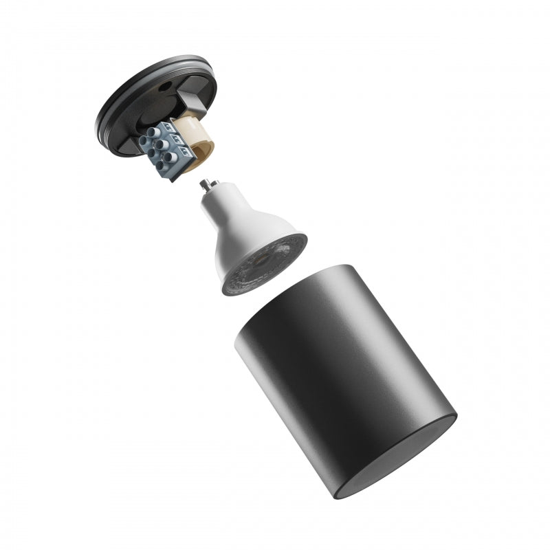 Luminaria de superficie LED Spectrum CHLOE GU10 Redonda Negra IP44 carcasa de aluminio 250V uso interior