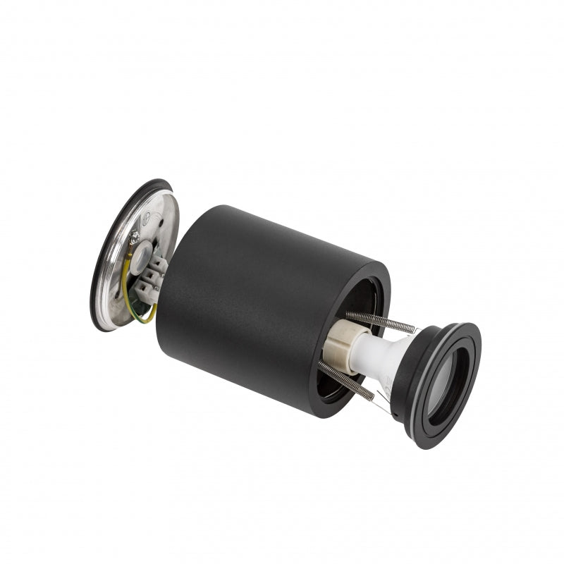 Lámpara de techo empotrada en superficie Spectrum CHLOE GU10, IP65 Carcasa redonda de aluminio negro, 250V, 6W Máx