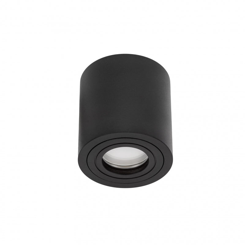 Lámpara de techo empotrada en superficie Spectrum CHLOE GU10, IP65 Carcasa redonda de aluminio negro, 250V, 6W Máx