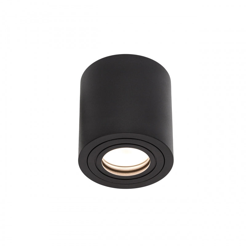 Lámpara de techo empotrada en superficie Spectrum CHLOE GU10, IP65 Carcasa redonda de aluminio negro, 250V, 6W Máx